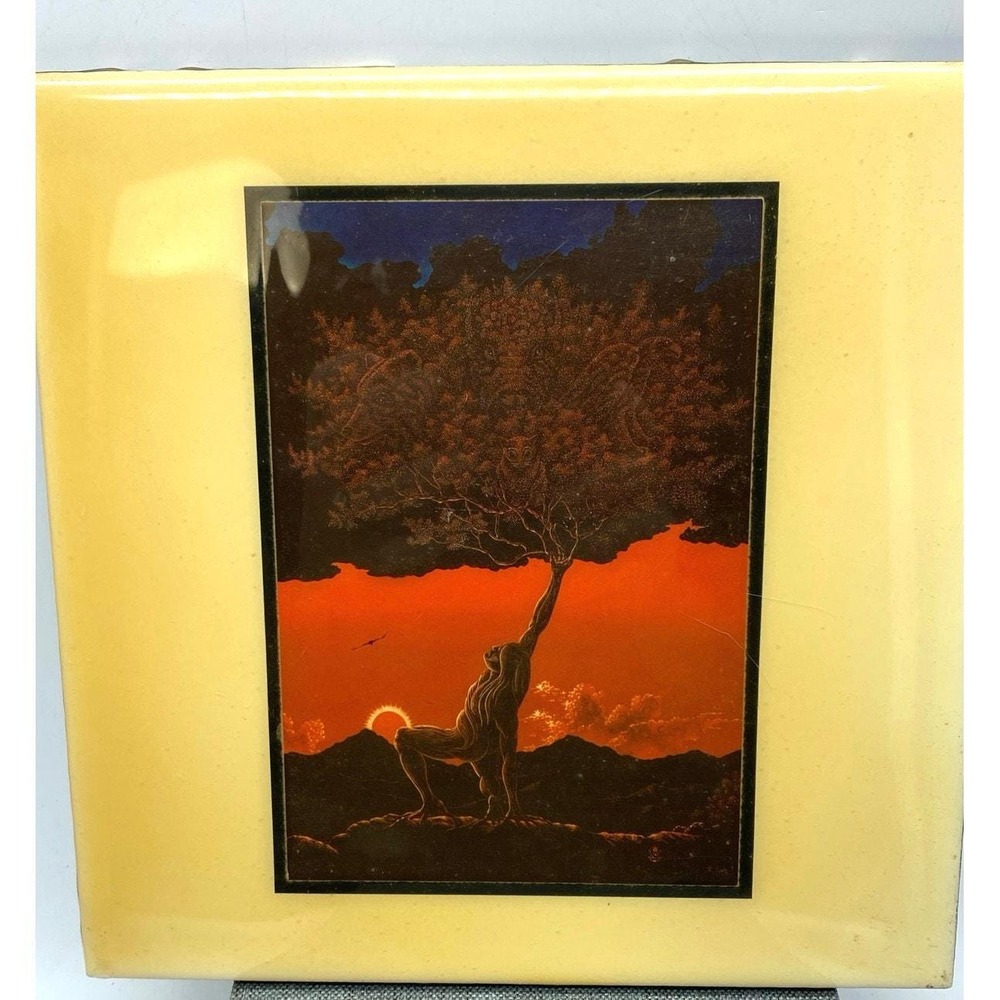 Vtg  D.L. "Raven" Valdes "Father Sky Mother Earth" Tile Native American wall Art